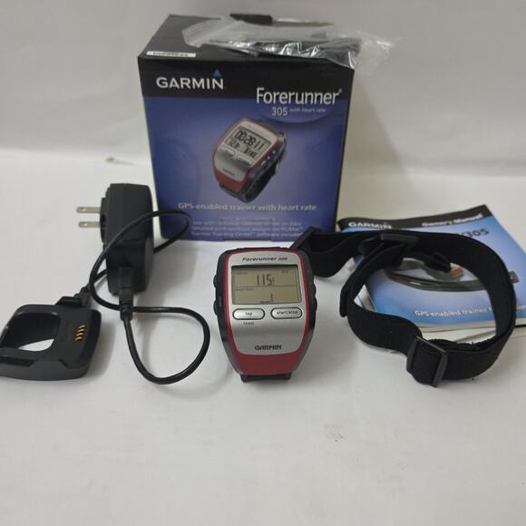 Garmin Forerunner 305 GPS Watch Heart Rate Monitor Charger Box Running Trainer - Picture 10 of 11
